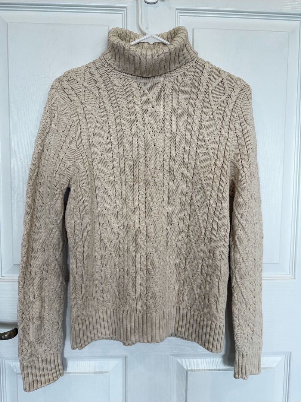 Cotton cable knit sweater turtleneck fisherman classic